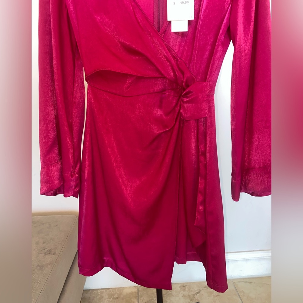 Zara Raspberry Silk Dress - Picture 3 of 6
